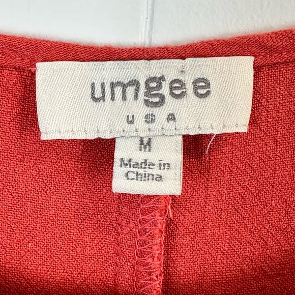 Umgee Linen Cotton Orange Leopard Print Ruffle Tunic Size L 🔥 - Picture 2 of 4